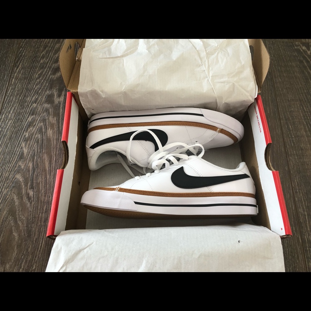 Nike Court Legacy White/Black-Dessert Ochre Tennis Shoes